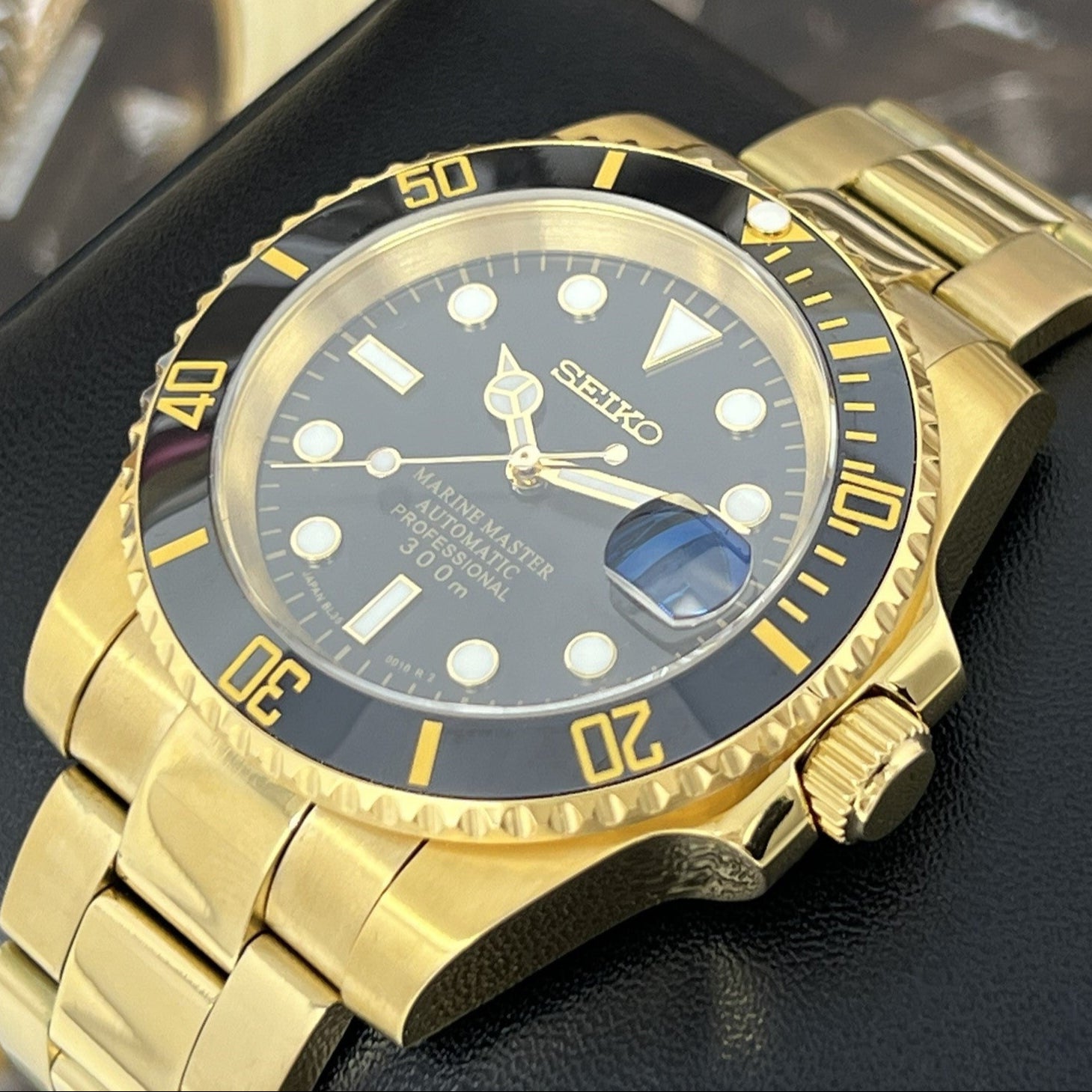 Custom Gold Sub - Gold and Black Custom Built, Yellow Gold Dive Watch, Mod, Custom Mod, Watch Mod, Diver