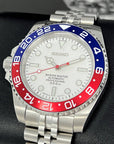 Custom White Pepsi GMT | Watch Mod | Mod | Stainless Steel Sport Watch | Custom NH35 Movement | Blue Red | Jub Strap | Sapphire
