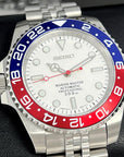 Custom White Pepsi GMT | Watch Mod | Mod | Stainless Steel Sport Watch | Custom NH35 Movement | Blue Red | Jub Strap | Sapphire