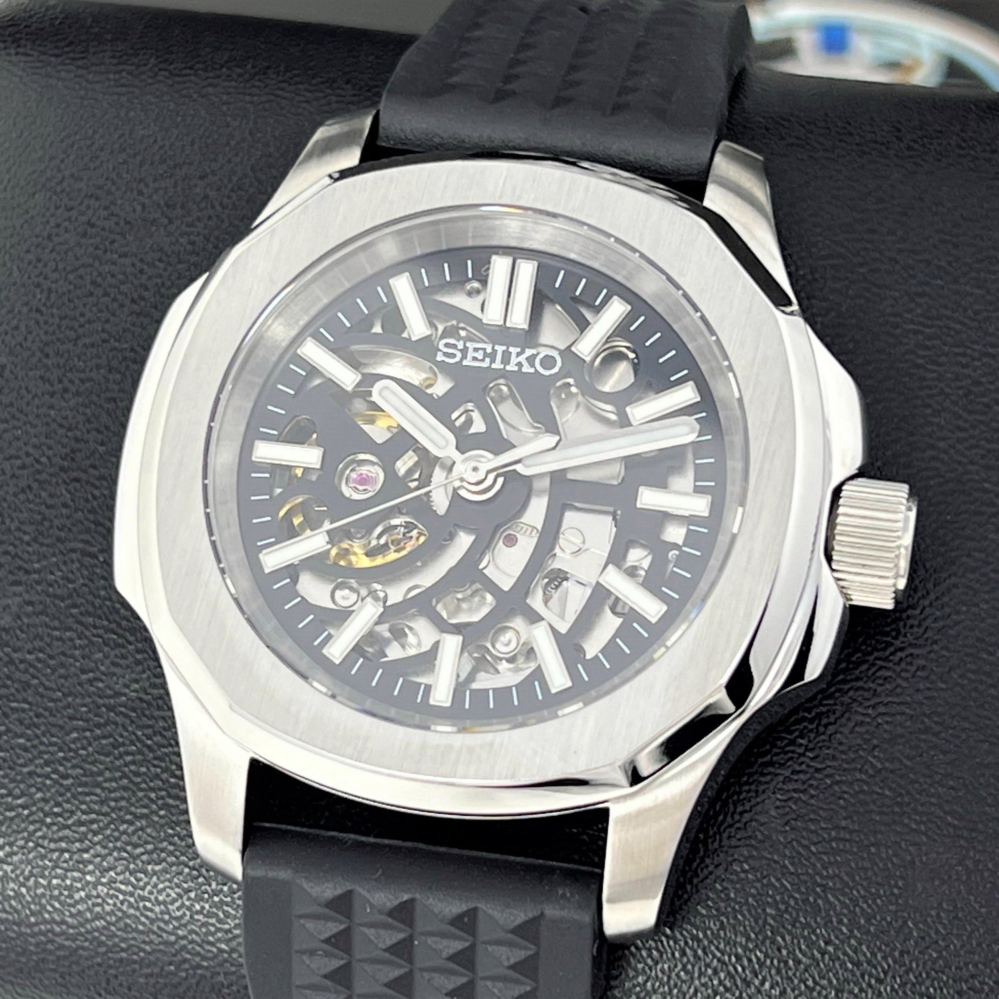 Seikonaut Luxury Skeleton Watch | Transparent Open | Watch Mod | Mod | Rubber Strap | NH70 Automatic Movement | Rubber Waffle Strap