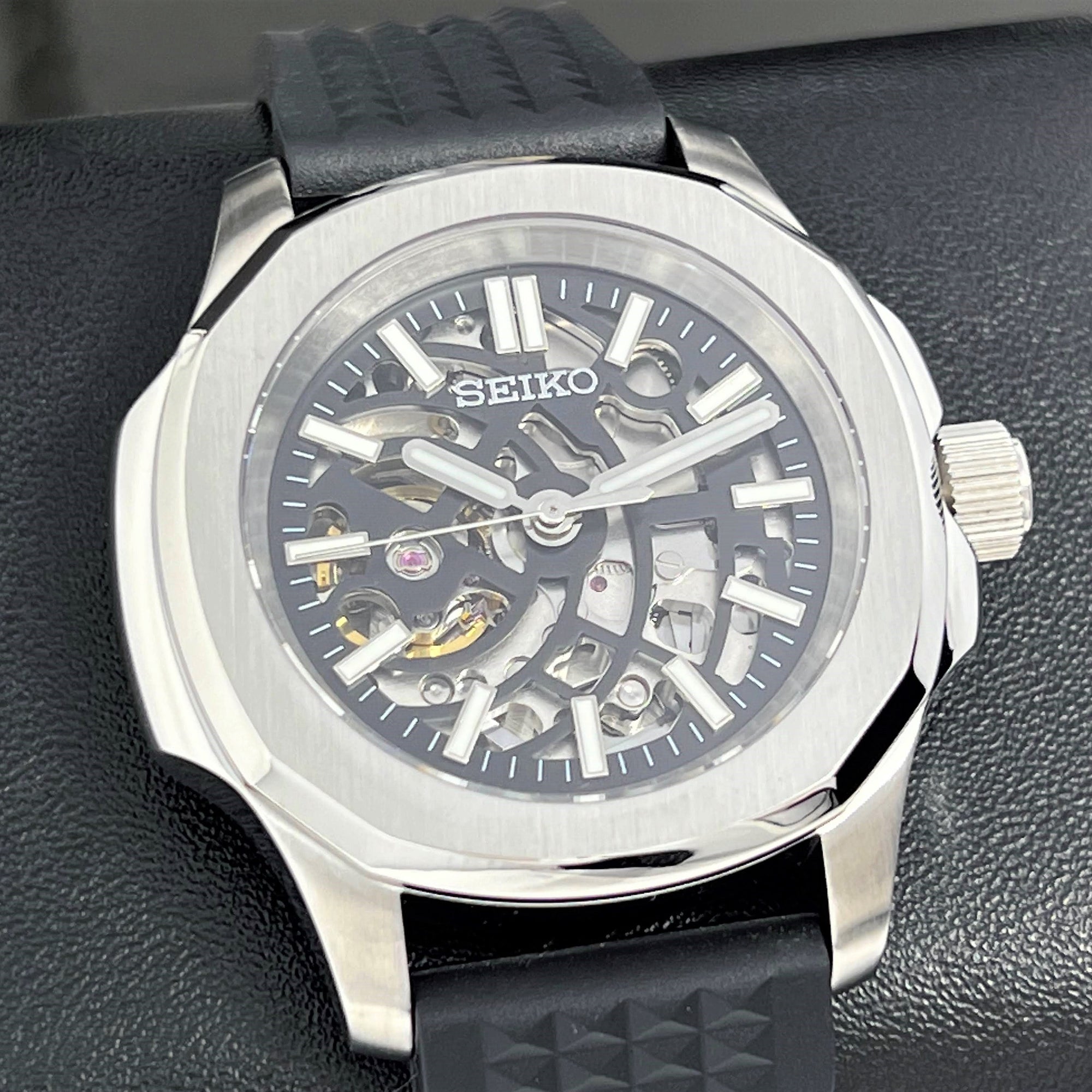 Seikonaut Luxury Skeleton Watch | Transparent Open | Watch Mod | Mod | Rubber Strap | NH70 Automatic Movement | Rubber Waffle Strap