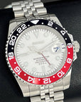 Custom White Coke Mod | 4 Hand GMT Watch - Black and Red | NH34 movement | 41mm | Dual Two Timezone | Automatic Custom Watch | Custom Watch Mod