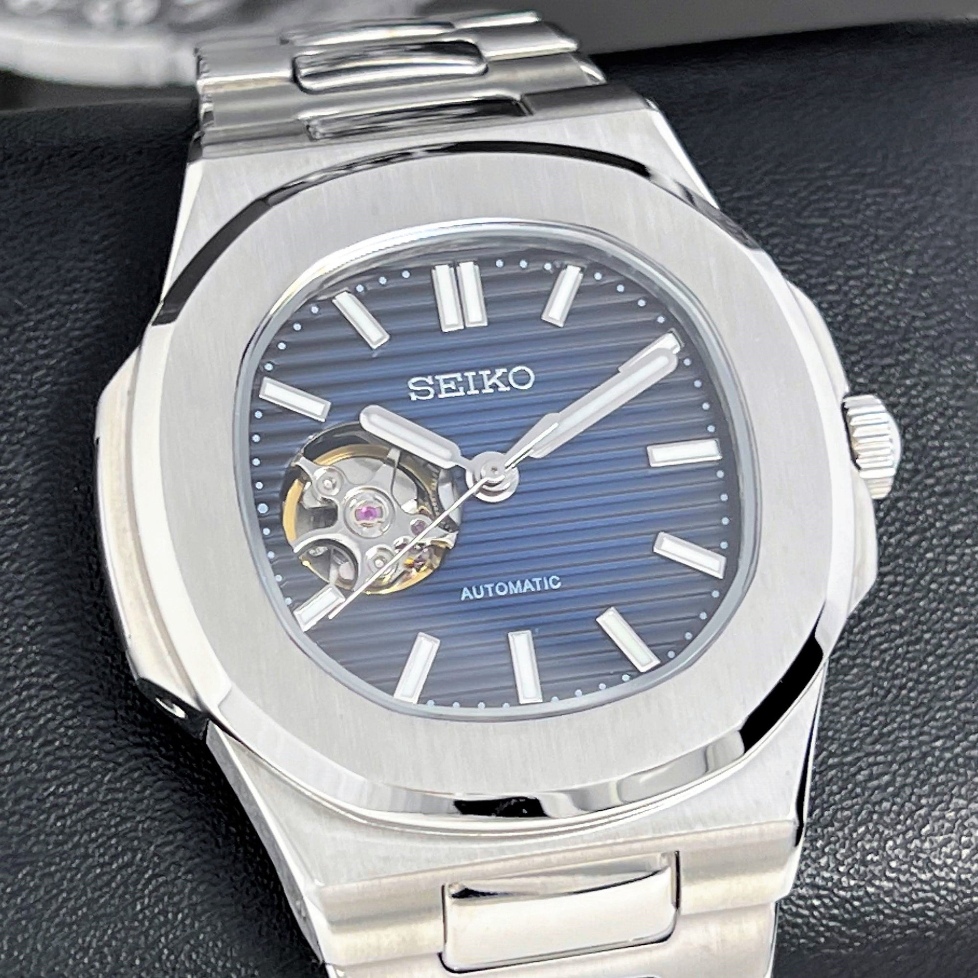 Seikonaut Blue Open Heart | Stainless Steel | Modern Automatic Dress Sport Watch with Sapphire Crystal | Mod | Watch Mod | Custom Watch