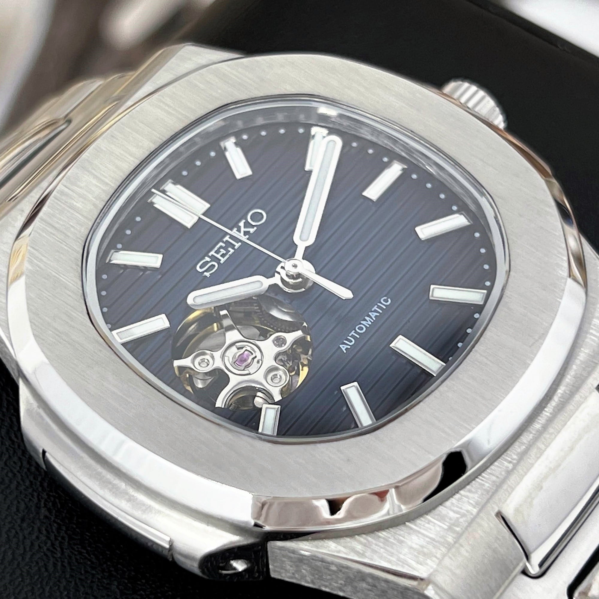 Seikonaut Blue Open Heart | Stainless Steel | Modern Automatic Dress Sport Watch with Sapphire Crystal | Mod | Watch Mod | Custom Watch