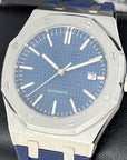 Custom Blue Seikoak - Modern Stainless Steel with Rugged Rubber Strap - Luxury Dress and Sport Watch | Blue Waffle Dial | Mod | Custom