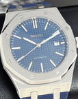 Custom Blue Seikoak - Modern Stainless Steel with Rugged Rubber Strap - Luxury Dress and Sport Watch | Blue Waffle Dial | Mod | Custom