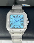 Custom Santos Mod | Stainless Steel Watch | 38mm | Sky Blue Dial | Automatic Watch | NH35 Movement