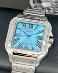 Custom Santos Mod | Stainless Steel Watch | 38mm | Sky Blue Dial | Automatic Watch | NH35 Movement