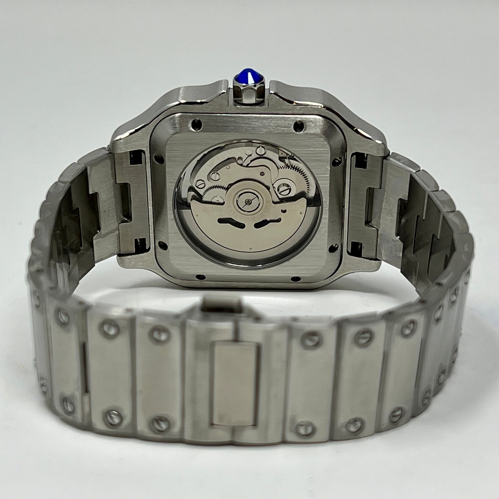 Custom Santos Mod | Stainless Steel Watch | 38mm | Sky Blue Dial | Automatic Watch | NH35 Movement