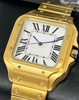 Custom Gold Santos Mod | Stainless Steel Watch | 38mm | Classic White Dial | Automatic Watch | NH35 Movement