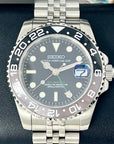 Custom Wayne GMT | Watch Mod with True GMT Function | NH34 Movement | Gray and Black | 41mm | Steel Sports Watch