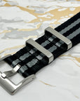 NATO Watch Strap | 20mm Lug Width | Silky Smooth Nylon | Black and Grey