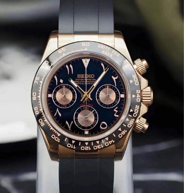 Rose Gold Daytona Chronograph | Arabic Dial Watch Mod | VK63 Movement