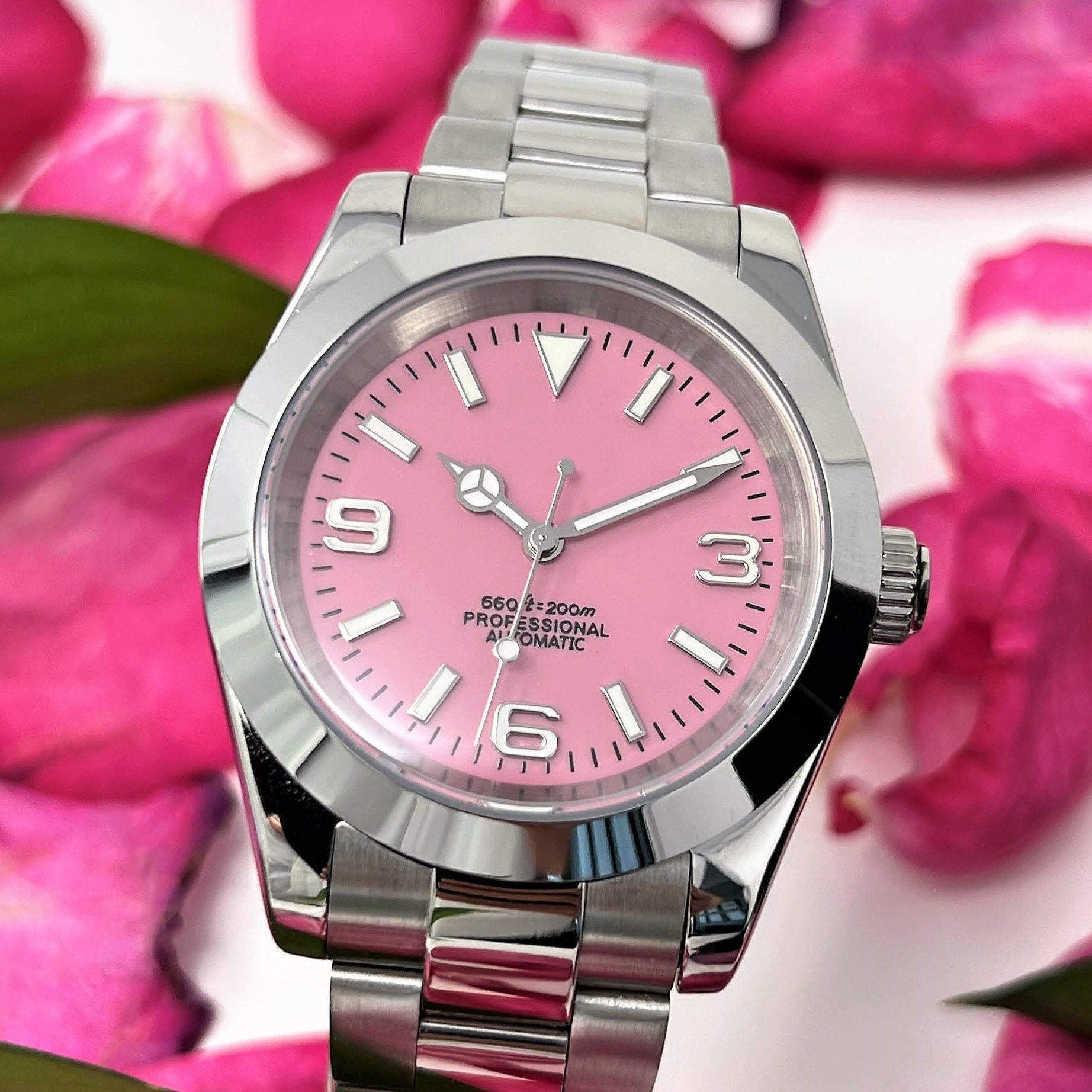 Seiko Rose Explorer | Custom 36mm/39mm Pink Dial Watch | Watch Mod