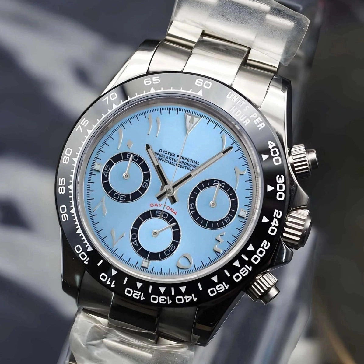 スガキヤ Blue Arabic Daytona Mod | Platinum Dial Chronograph | VK63 Meca