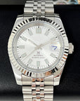 Silver Datejust 40mm | Fluted Bezel | Jub | NH35 Automatic | Watch Mod | DJ40 | Fluted Bezel | Silver White Dial | Date Just