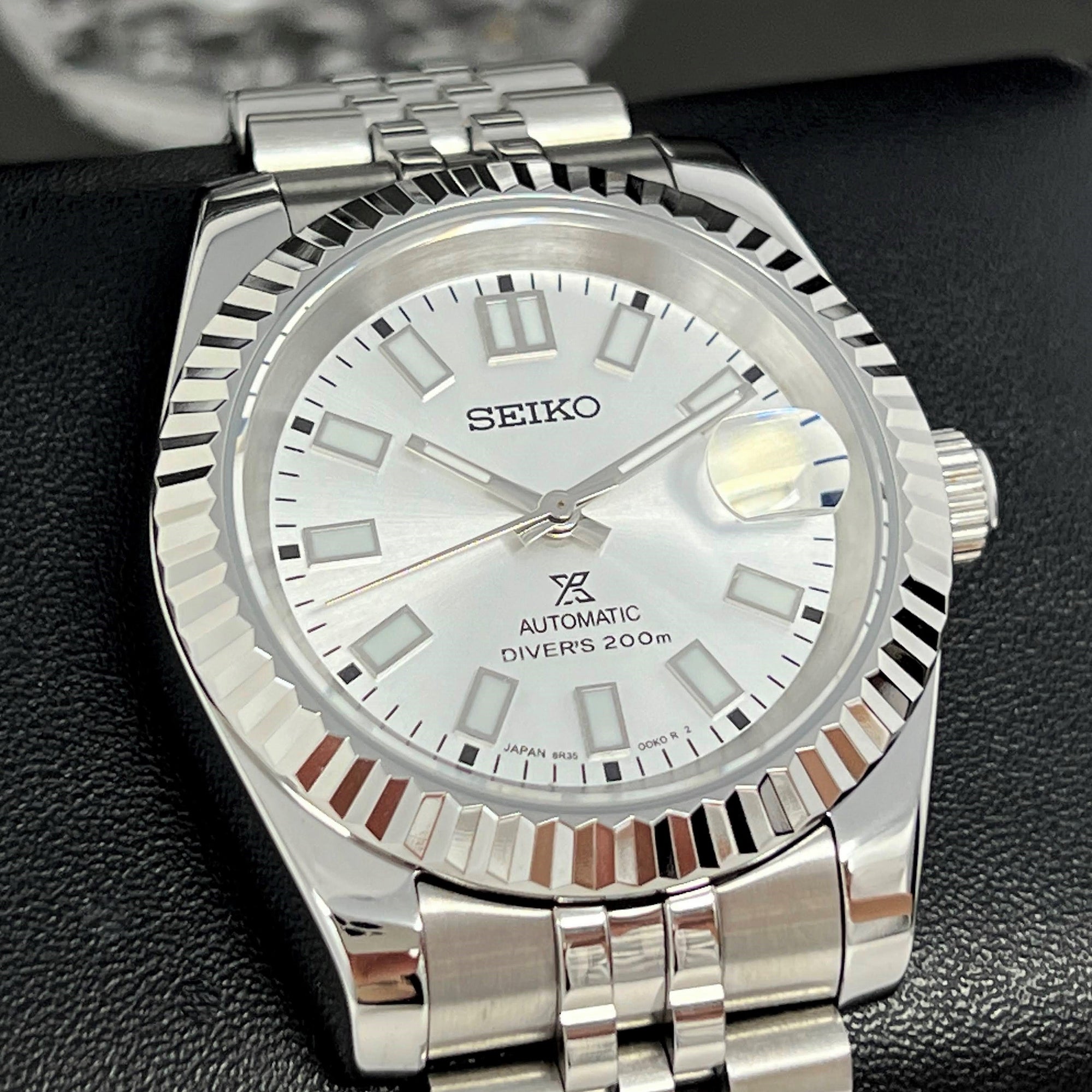 Silver Datejust 40mm | Fluted Bezel | Jub | NH35 Automatic | Watch Mod | DJ40 | Fluted Bezel | Silver White Dial | Date Just