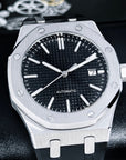 Seikoak on Rubber - Modern Stainless Steel with Rugged Rubber Strap - Luxury Dress and Sport Watch | Black Waffle Dial | Mod | Custom