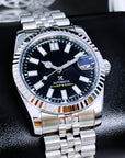 Custom Luxury Black Datejust 36mm or 39mm | Fluted Bezel | Jub | Date | with NH35 | Mod | Watch Mod | Custom Watch | DJ36