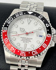 Custom Polar White Coke GMT | Stainless Steel Sport Watch | Sapphire Crystal on Jub Bracelet | Mod | Watch Mod | Custom Watch