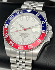 Custom White Pepsi GMT | Watch Mod | Mod | Stainless Steel Sport Watch | Custom NH35 Movement | Blue Red | Jub Strap | Sapphire
