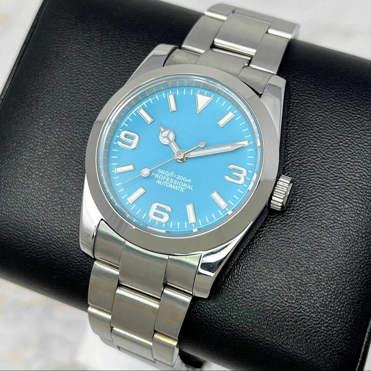 Custom Baby Blue Explorer Watch | 36mm NH35 Automatic
