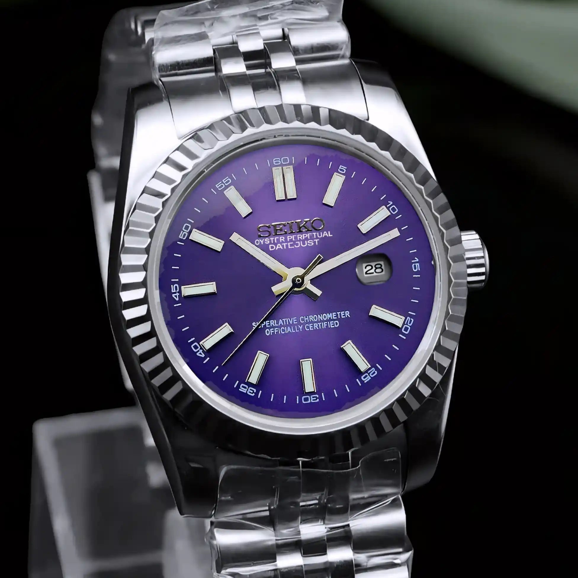 Custom Ladies Purple DJ Automatic Watch | 31mm | NH05 Movement
