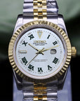 Two Tone Gold White Dial with Silver Band
