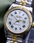 Two Tone Gold White Dial with Silver Band