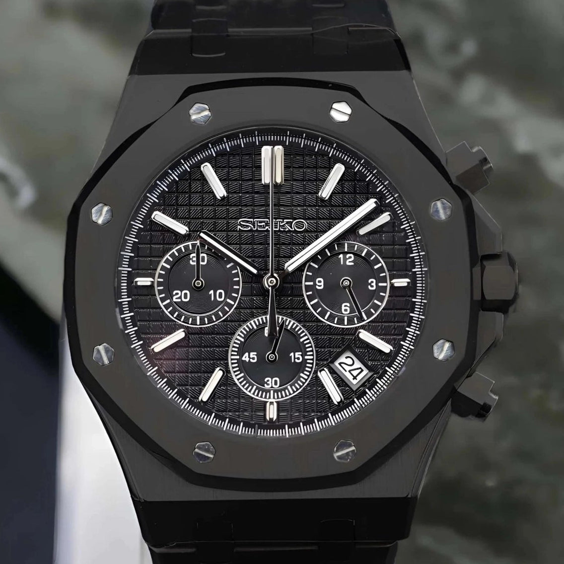 Seikoak Luxury Chronograph | Triple Black Stainless Steel | 42mm