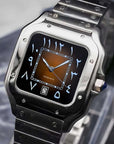 Santos mod watch with arabic brown dial and stainless steel case