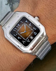 Santos mod watch with arabic brown dial and stainless steel case