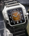 Santos mod watch with arabic brown dial and stainless steel case