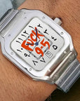 Fuck 9-5 White dial with red text and Silver Band