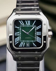Santos mod watch with green dial and stainless steel case