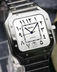 Santos mod watch with white arabic dial and stainless steel case