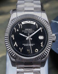Black Arabic Seiko day-date mod with fluted bezel and jubilee bracelet
