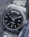 Day date automatic Black dial Watch with Silver Band