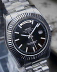 Day date automatic Black dial Watch with Silver Band