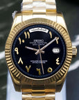 Day date automatic Black Arabic dial Watch with Gold Band