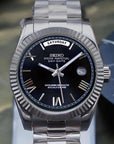 Day Date Black Roman dial with Silver band