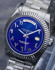 Dat date blue arabic dial with silver band