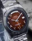Day Date Chocolate Arabic Dial with Silver Band