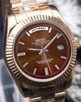 Day date Chocolate Baguette Dial with rose gold Band