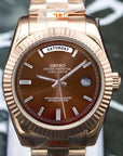 Day date Chocolate Baguette Dial with rose gold Band