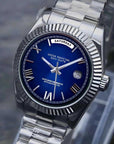 Dark Blue Roman Dial watch with Silver Band