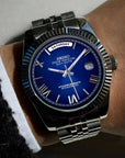 Dark Blue Roman Dial watch with Silver Band