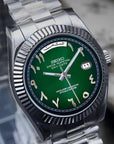 Day date Dark Green Arabic Dial with SIlver Band