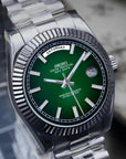Day date Dark Green Dial With Silver Band