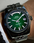 Day date Dark Green Dial With Silver Band